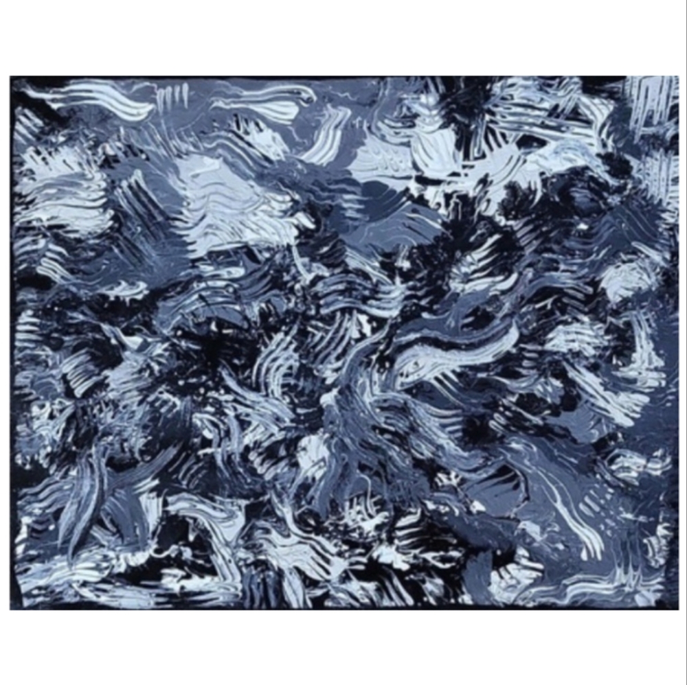 Hand Crafted Textured Gray Abstract Design 16 x 20 Inches Canvas Painting - Picture 3 of 4